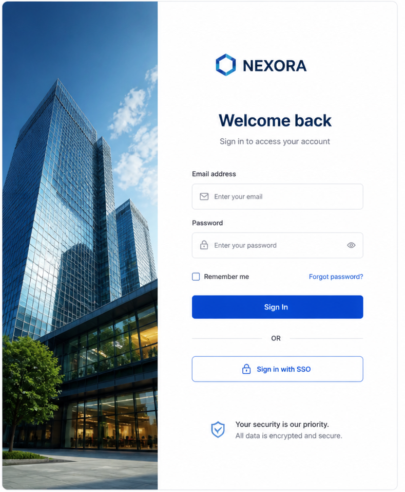 White-label Nexora branded login page