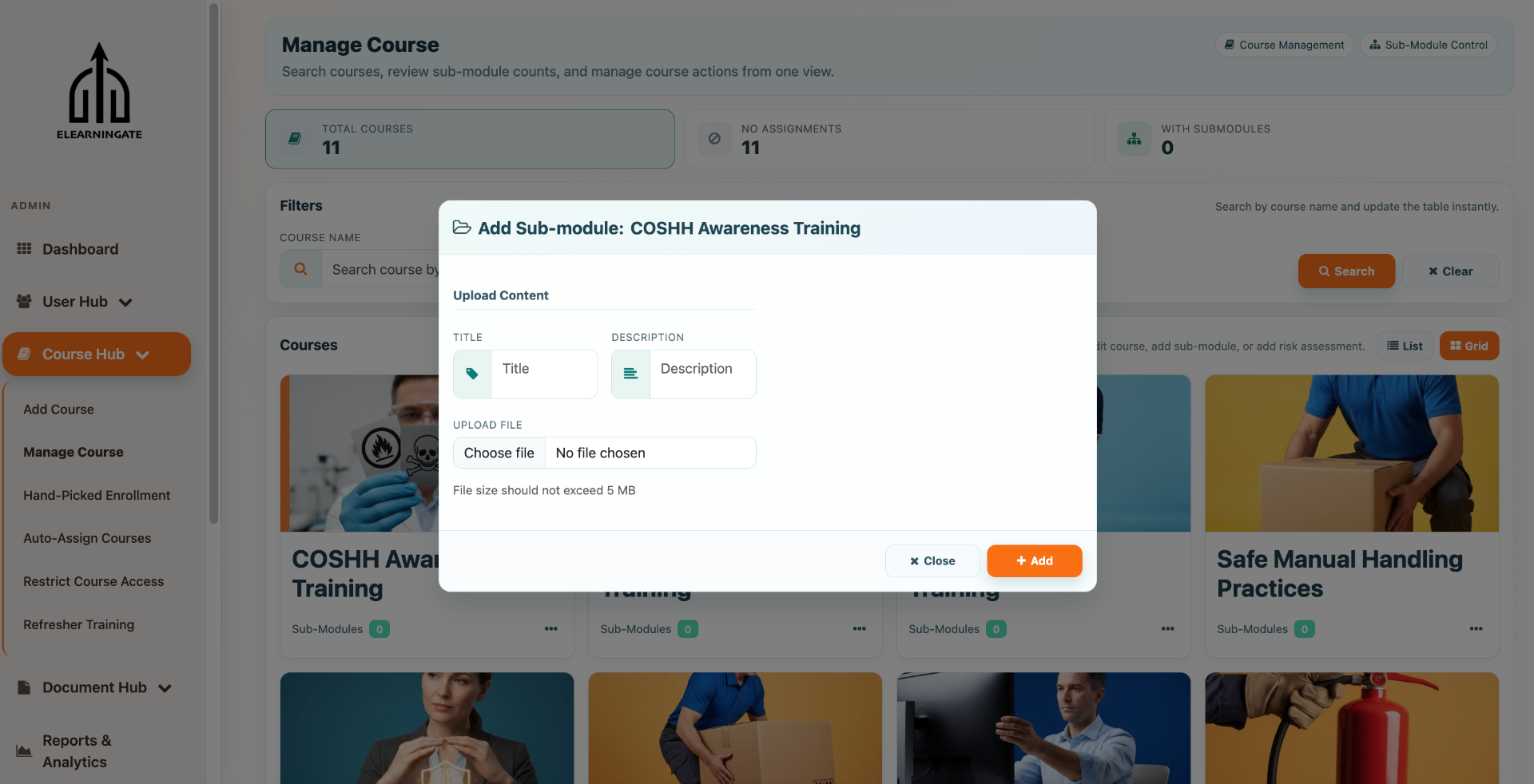 Course builder screen 3