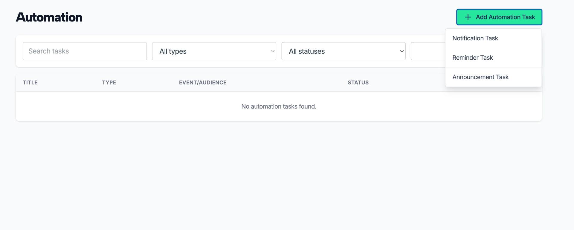 Automated workflows screen 1